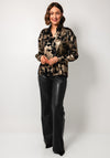 Esqualo Metallic Patterned Satin Shirt, Black