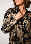 Esqualo Metallic Patterned Satin Shirt, Black