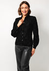 Esqualo Jacquard Floral Fitted Blouse, Black
