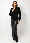 Esqualo Jacquard Floral Fitted Blouse, Black