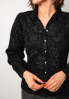 Esqualo Jacquard Floral Fitted Blouse, Black