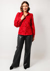 Esqualo Jacquard Floral Fitted Blouse, Red