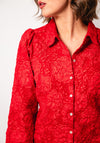 Esqualo Jacquard Floral Fitted Blouse, Red