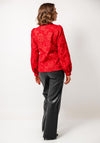 Esqualo Jacquard Floral Fitted Blouse, Red