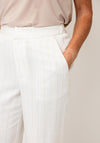 EsQualo Pinstriped Wide Leg Trousers, White