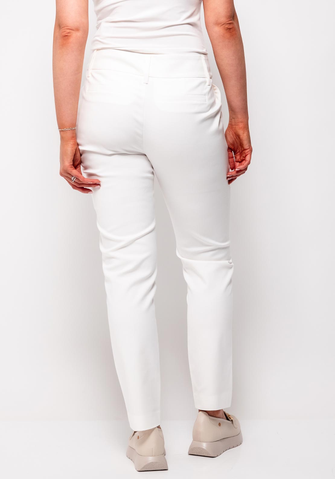 Esqualo High Waisted Slim Leg Trousers, White