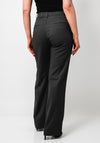 Esqualo Pinstripe Wide Leg Trousers, Dark Grey