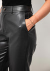 Esqualo Faux Leather Wide Leg Trousers, Grey