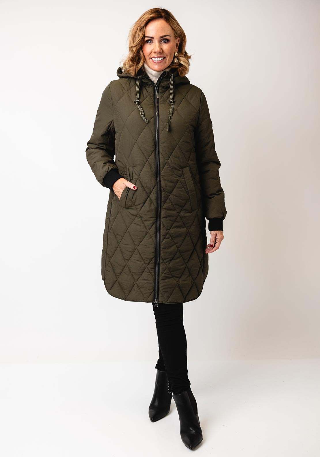 Etage Quilted Hooded Coat, Dark Army