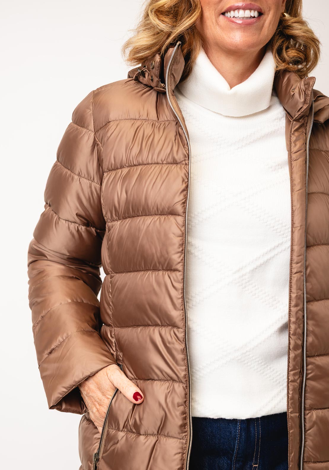 Etage Hooded Padded Coat, Tan