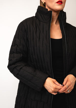 Etage Quilted Long Coat, Black