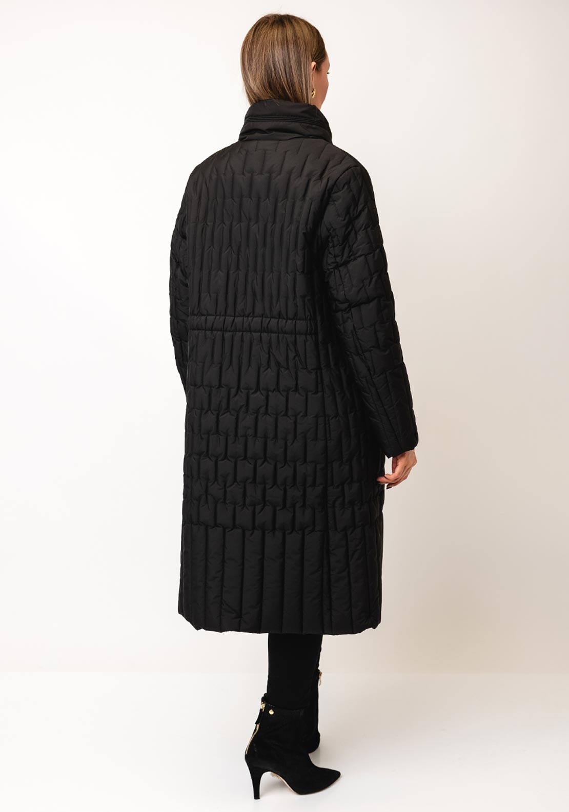 Etage Quilted Long Coat, Black