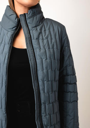Etage Quilted Long Coat, Blue