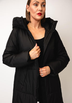 Etage Midi Length Puffer Coat, Black