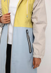 Etage Colour Block Long Rain Jacket, Blue Block