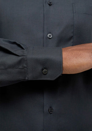Eterna Mens Long Sleeved Micro Print Shirt, Black