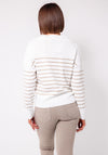 Eva Kayan Lurex Stripe Collar Sweater, White