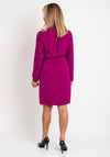 Eva Kayan Half Zip Knee Length Dress, Magenta