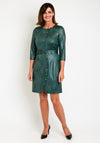 Eva Kayan Leather Look Knee Length Pencil Dress, Forest Green