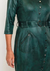 Eva Kayan Leather Look Knee Length Pencil Dress, Forest Green