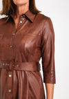 Eva Kayan Leather Look Midi Shirt Dress, Cinnamon