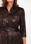Eva Kayan Leather Look Midi Shirt Dress, Mocca