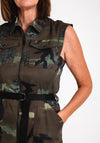 Eva Kayan Camouflage Zip Front Dress, Army Green