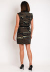 Eva Kayan Camouflage Zip Front Dress, Army Green