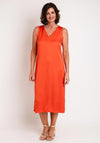 Eva Kayan Satin Ruched Midi Dress, Orange