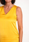 Eva Kayan Satin Ruched Midi Dress, Yellow