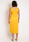 Eva Kayan Satin Ruched Midi Dress, Yellow