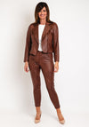 Eva Kayan Studded Detail Faux Leather Jacket, Brown