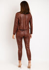 Eva Kayan Studded Detail Faux Leather Jacket, Brown