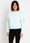 Serafina Collection One Size Heart Cut-Out Sweater, Aqua