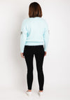 Serafina Collection One Size Heart Cut-Out Sweater, Aqua