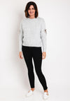 Serafina Collection One Size Heart Cut-Out Sweater, Grey