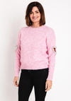 Serafina Collection One Size Heart Cut-Out Sweater, Rose