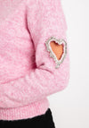 Serafina Collection One Size Heart Cut-Out Sweater, Rose
