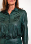 Eva Kayan Wet Look Drawstring Waist Top, Green
