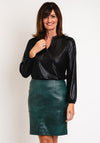 Eva Kayan Wet Look Studded Neckline Top, Black