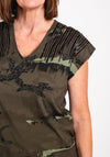 Eva Kayan Camo Print Sequin Detail Top, Khaki