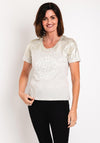 Eva Kayan Metallic Print Cotton T-Shirt, Greige