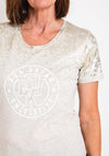 Eva Kayan Metallic Print Cotton T-Shirt, Greige
