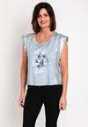 Eva Kayan Metallic Print Top, Blue