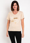Eva Kayan Sequin Print Cotton T-Shirt, Beige