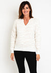 Eva Kayan Zebra Print Fur Knit Sweater, Latte