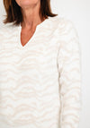 Eva Kayan Zebra Print Fur Knit Sweater, Latte