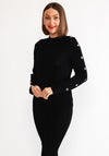 Eva Kayan High Neck Button Detail Sweater, Black