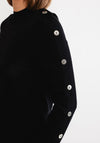Eva Kayan High Neck Button Detail Sweater, Black