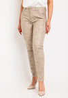 Eva Kayan Animal Print Skinny Trousers, Camel